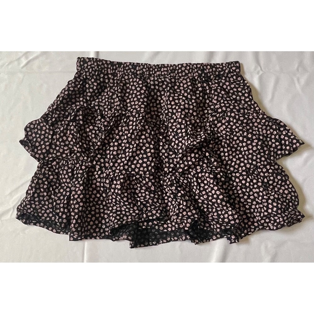 Girls SO Good For Life Pleated Mini‎ Skirt Black Floral Print Women's MEDIUM